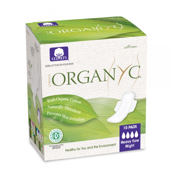 Organyc Organic Cotton Sanitary Pads with Wings Heavy Flow - Box of 10