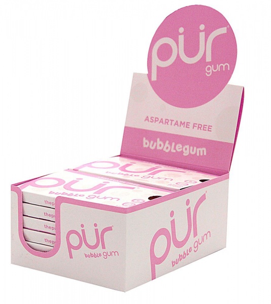 Pur Gum Bubblegum Chewing Gum Blister Pack 9 Pieces (Pack of 12)