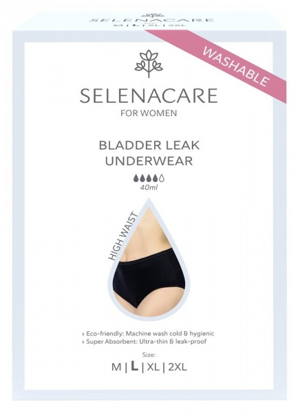 Selenacare Bladder Leak Underwear Black High Waist Size L