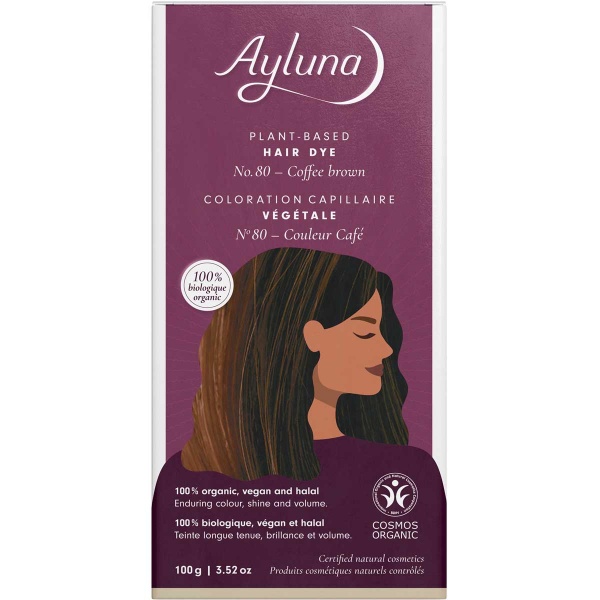 Ayluna Coffee Brown No.80 Plant-Based Hair Dye 100g