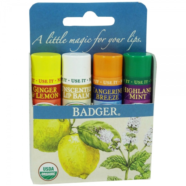 Badger Balm Blue Lip Balm Selection Gift Box