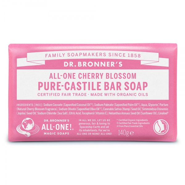 Dr Bronner's Cherry Blossom Pure Castile Soap Bar 140g