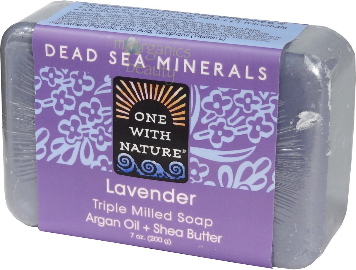 One With Nature Lavender Soap with Dead Sea Minerals, Argan Oil, Shea, Lavender Essential Oil 200g
