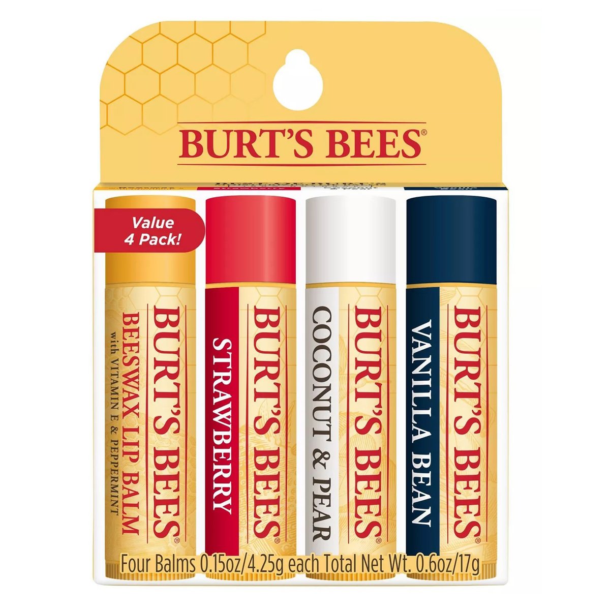 Burt's Bees Value 4 Pack Lip Balm Set