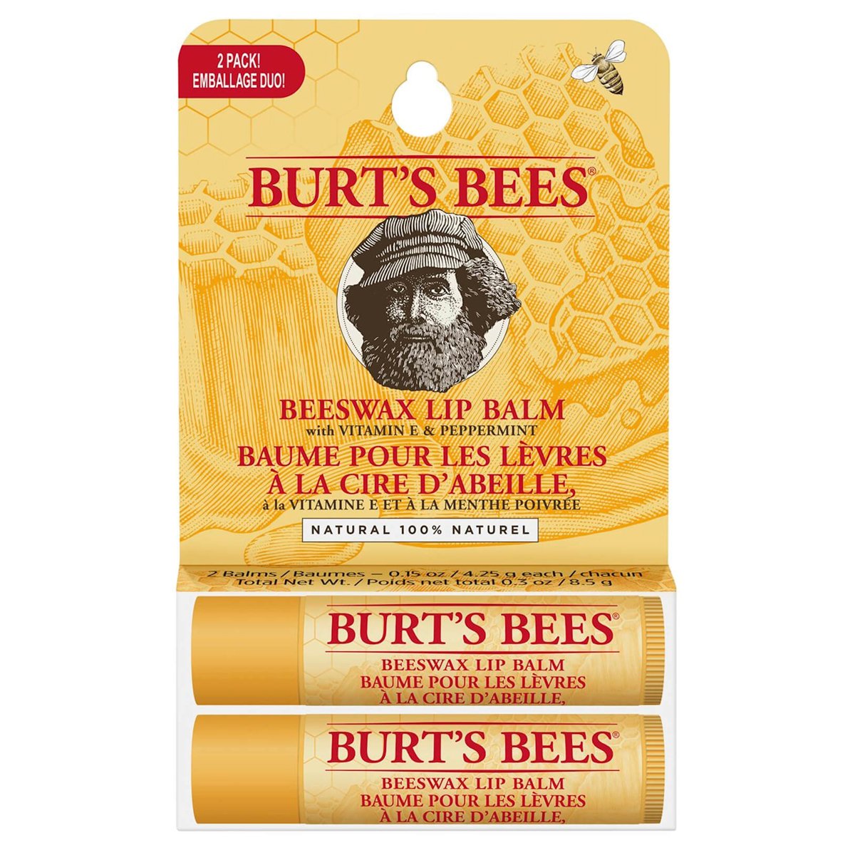 Burt's Bees Beeswax Lip Balm 2 Pack 2x4.25g