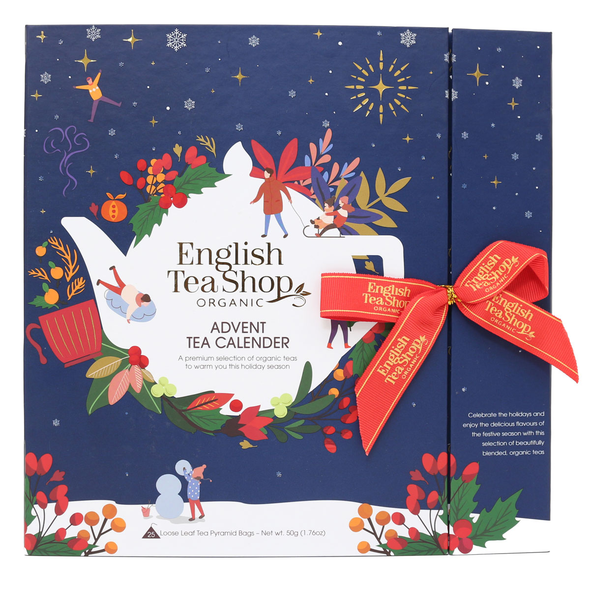 English Tea Shop Book Style Christmas Night Advent Calendar 25 Tea Pyramid