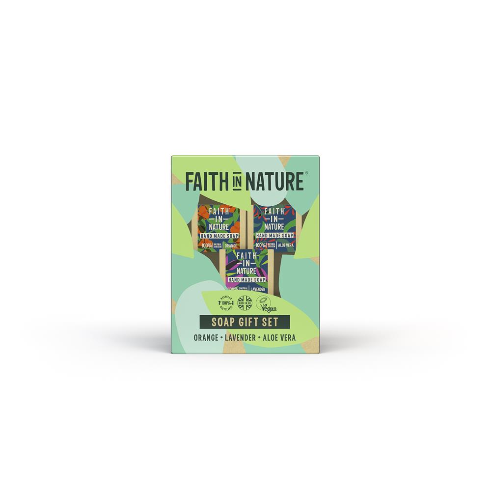 Faith in Nature Soap bar Gift set 3 Soap Bars  (Aloe vera, Orange,Lavender soap)