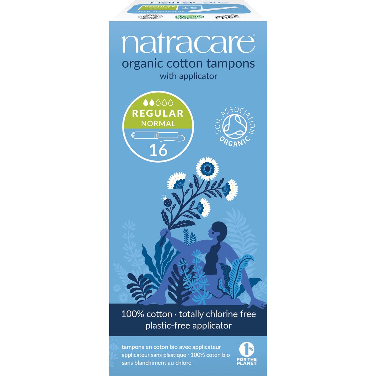 Natracare Organic Cotton Tampons with Applicator - Regular - Pack of 16