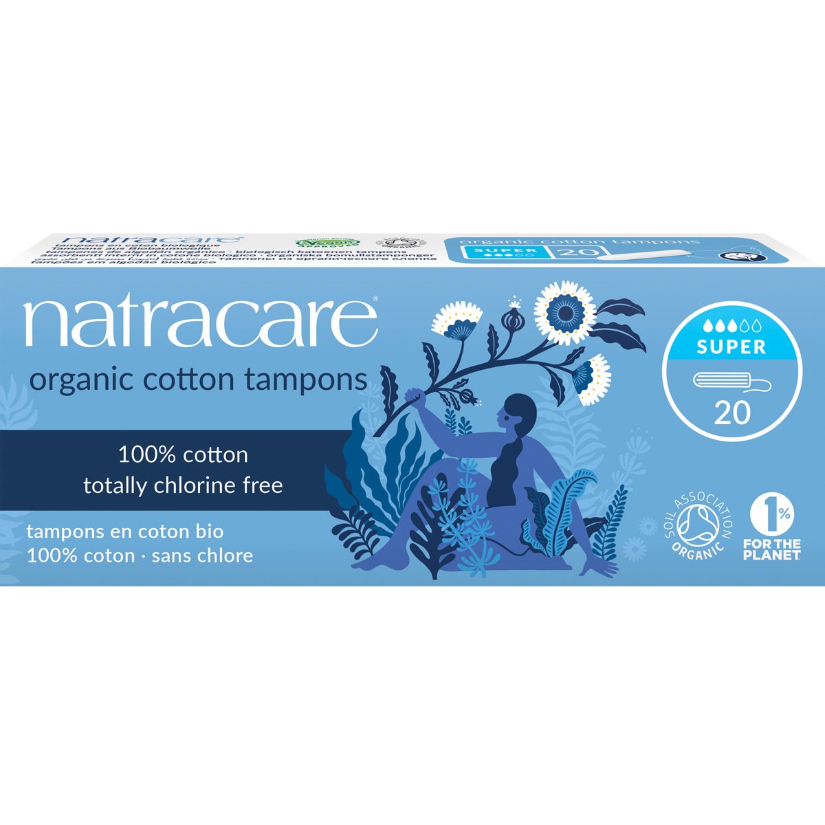 Natracare Organic Cotton Tampons without Applicator - Super - Pack of 20