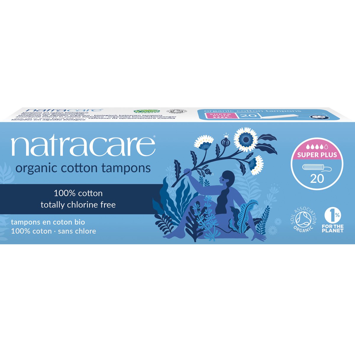 Natracare Organic Cotton Tampons without Applicator - Super Plus  - Pack of 20