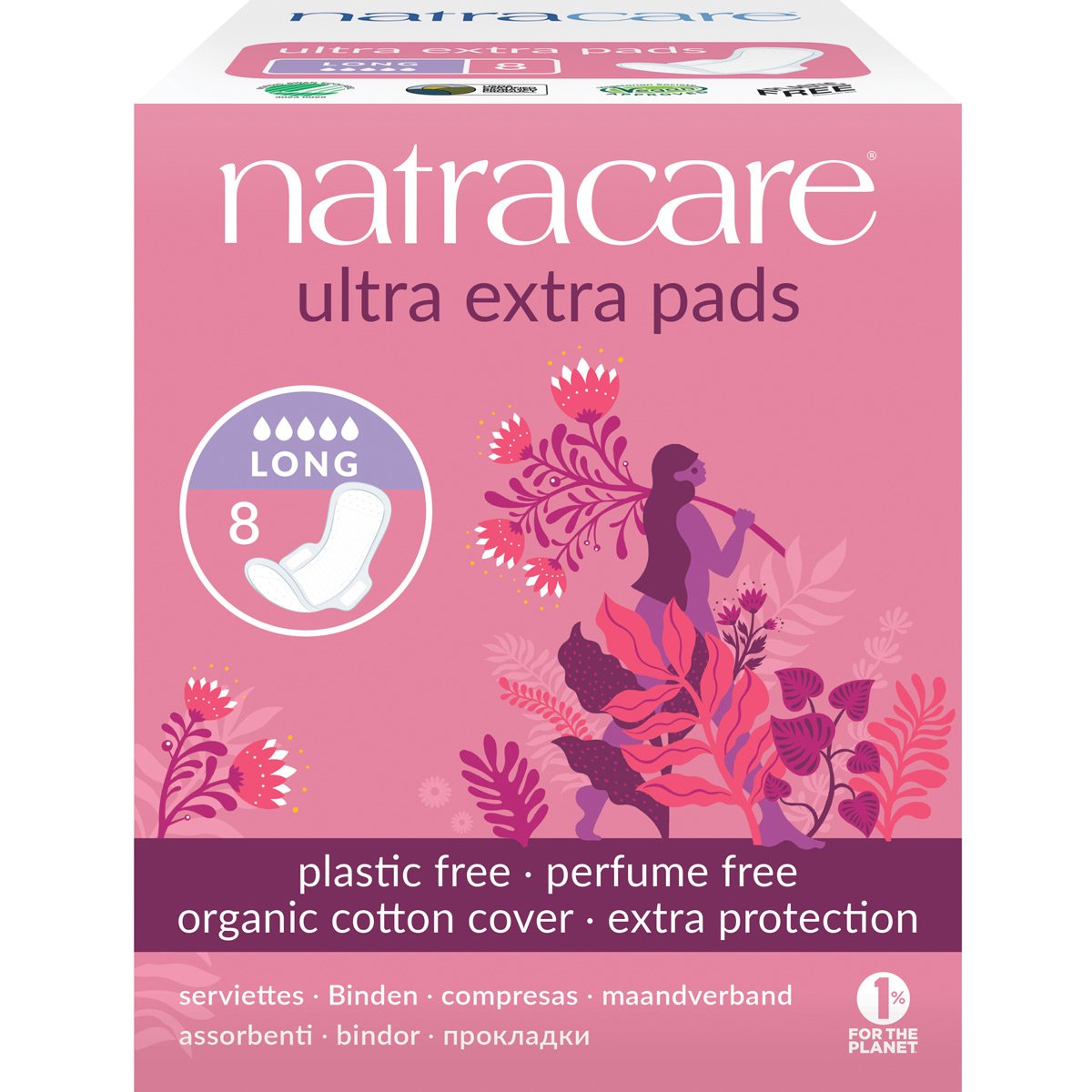 Natracare Organic and Natural Ultra Extra Pads - Long Pack of 8