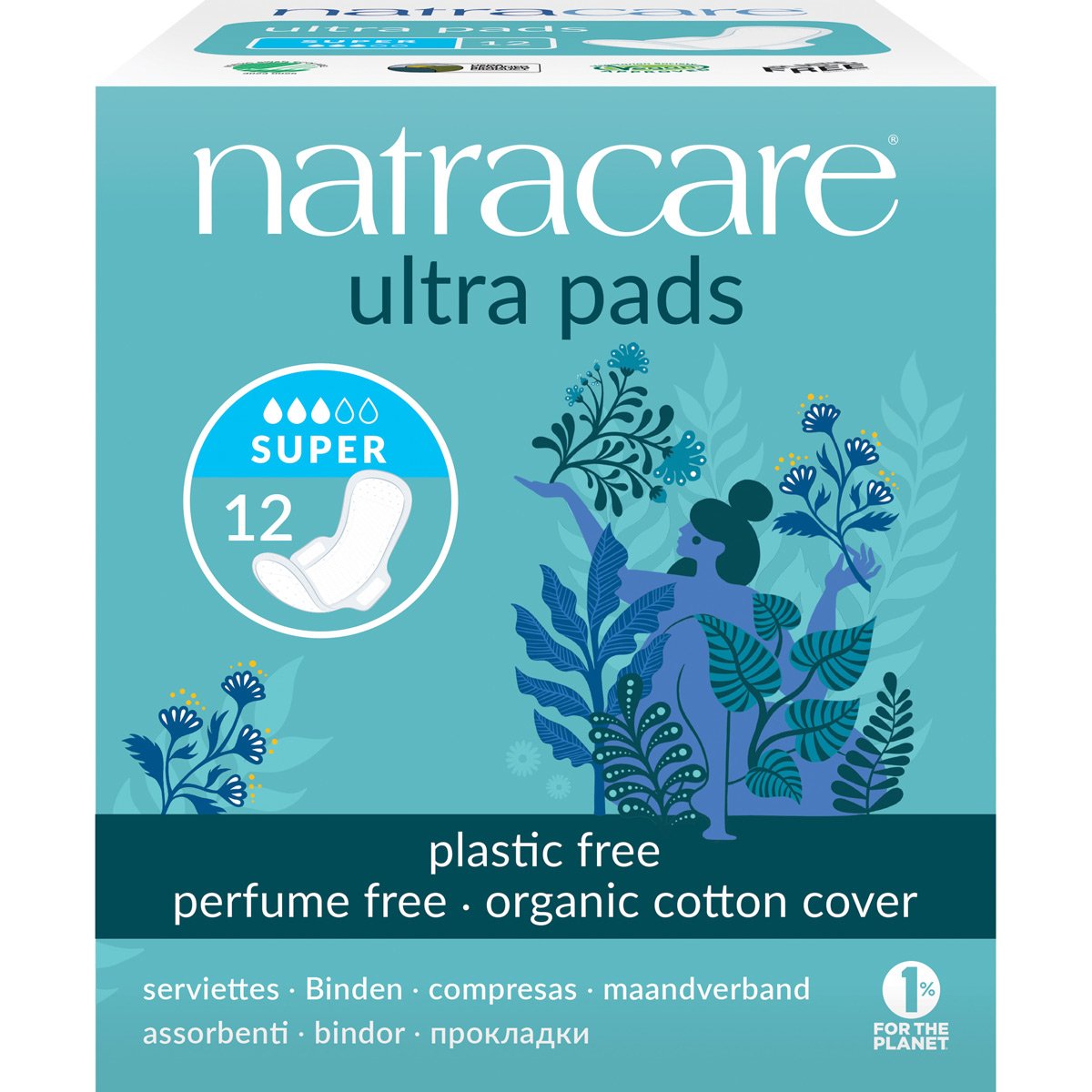 Natracare Organic Cotton Ultra Pads - Super - Pack of 12
