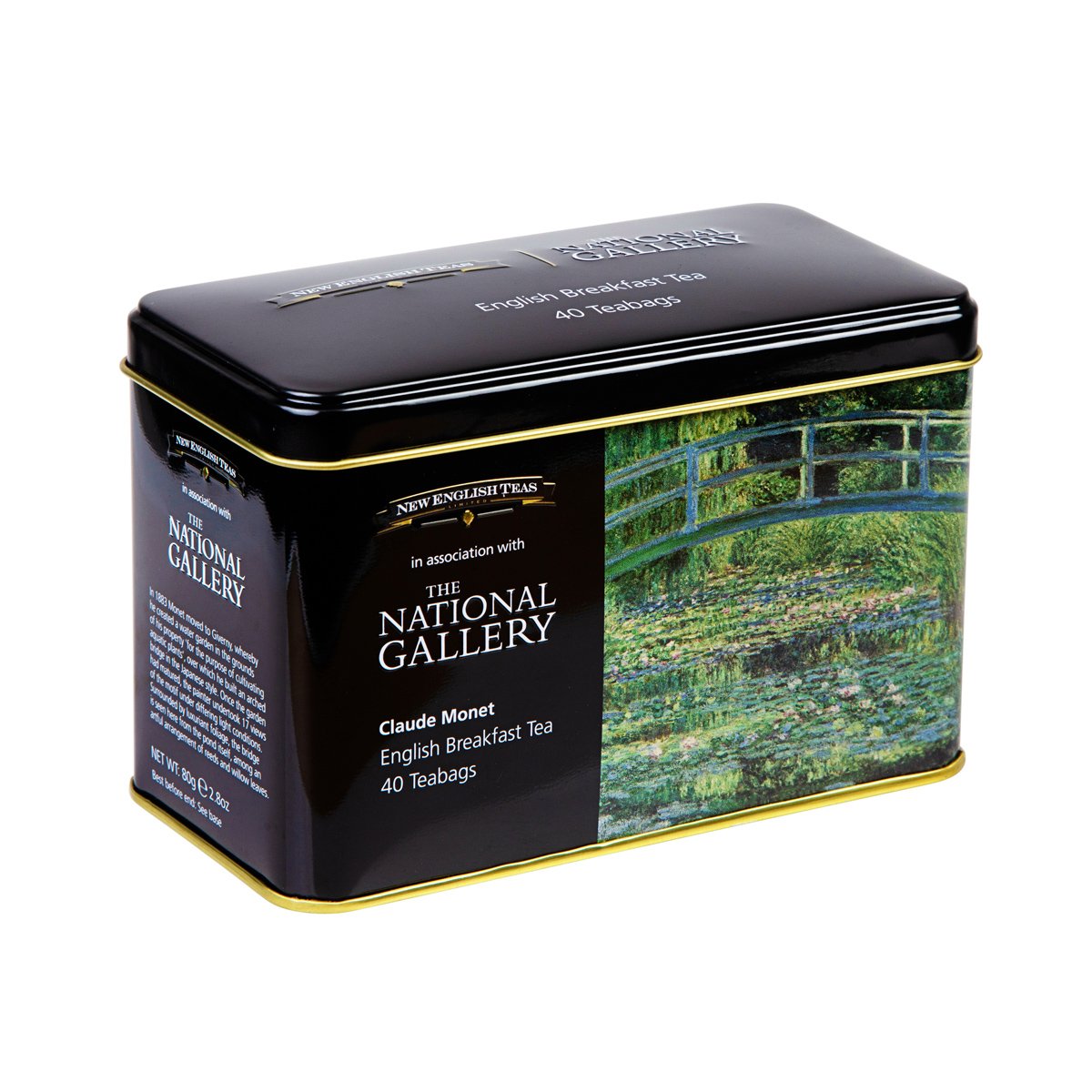 New English Teas The National Gallery Monet Tea Tin with 40 English Breakfast Teabags