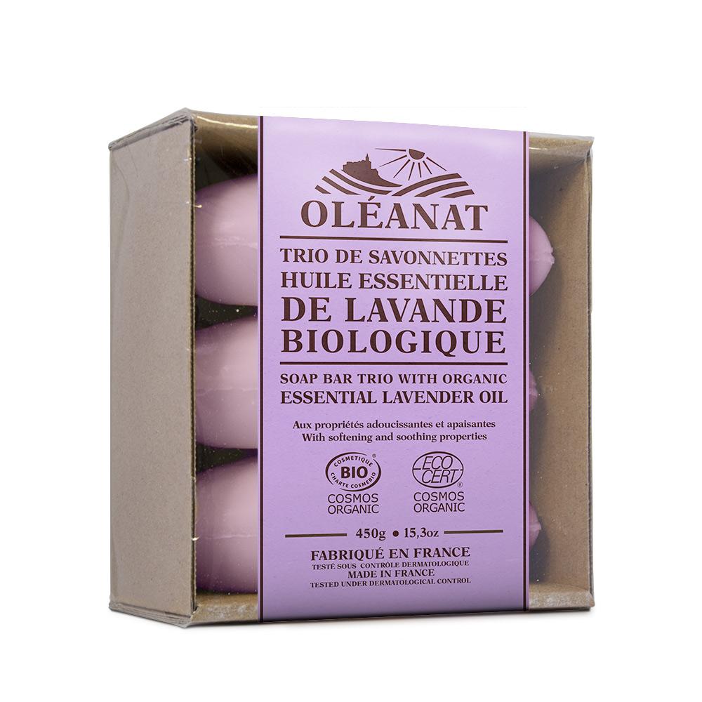 Oleanat Organic Lavender Soap Bar Trio (3x150g)