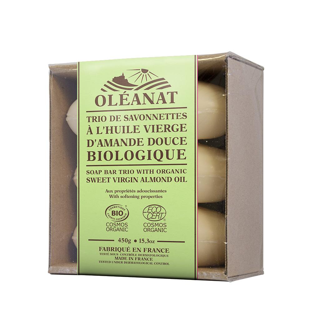 Oleanat Organic Sweet Almond Soap Bar Trio (3x150g)