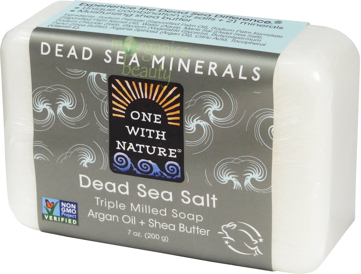 One With Nature Dead Sea Mineral Salt Soap with Argan Oil & Shea Butter (Fragrance Free) 200g