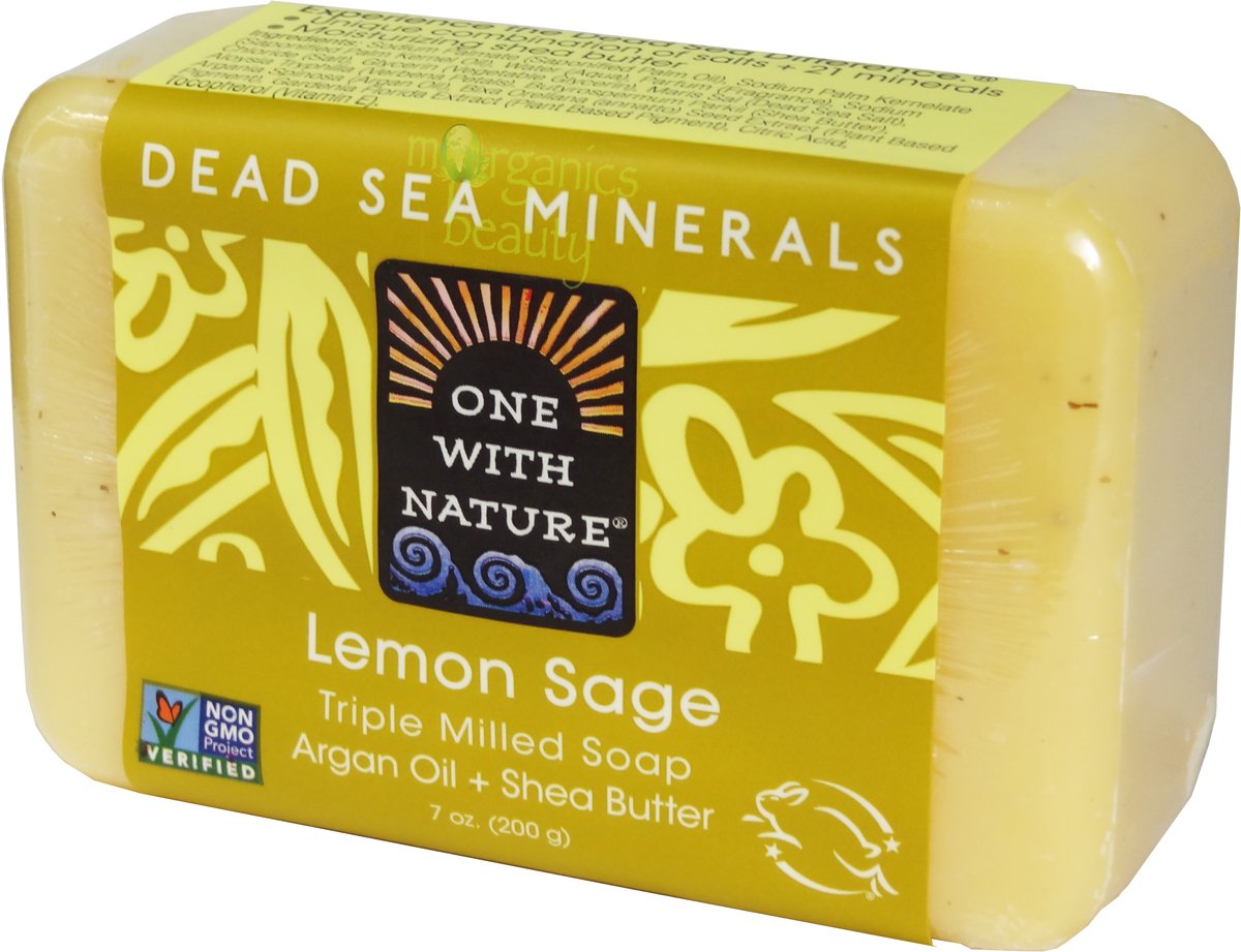 One With Nature Lemon Sage Soap with Dead Sea Minerals, Argan Oil, Shea, Lemon Essential Oil 200g