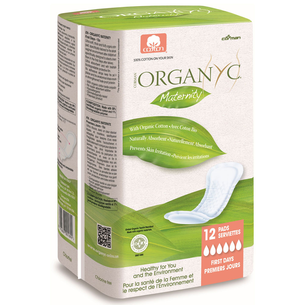 Organyc Organic Cotton First Day Maternity Pads - 12 Pads