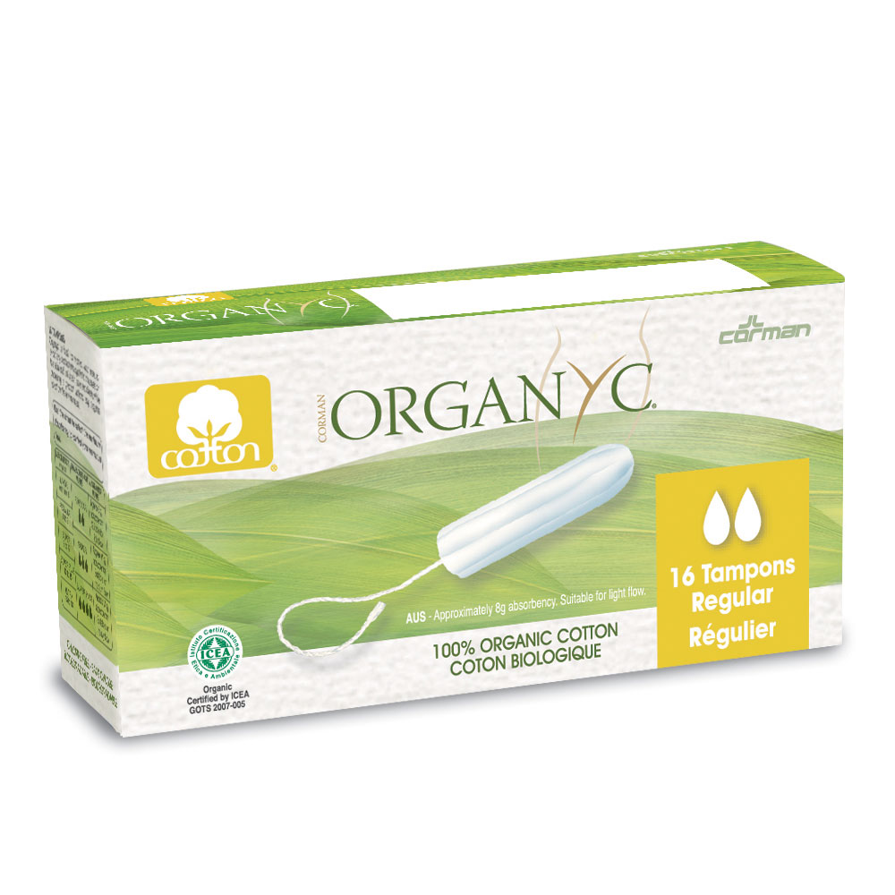 Organyc Organic Cotton Tampons - Regular - 16 Per Pack