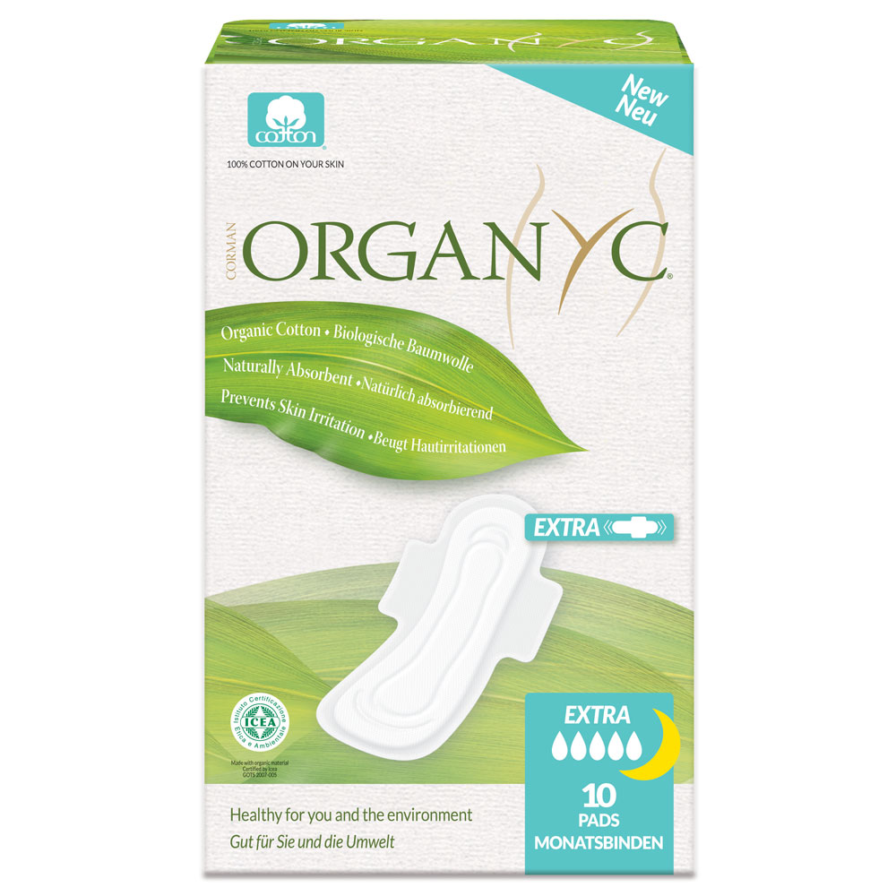 Organyc Extra and Overnight Pad - Super 10 Pads With Wings
