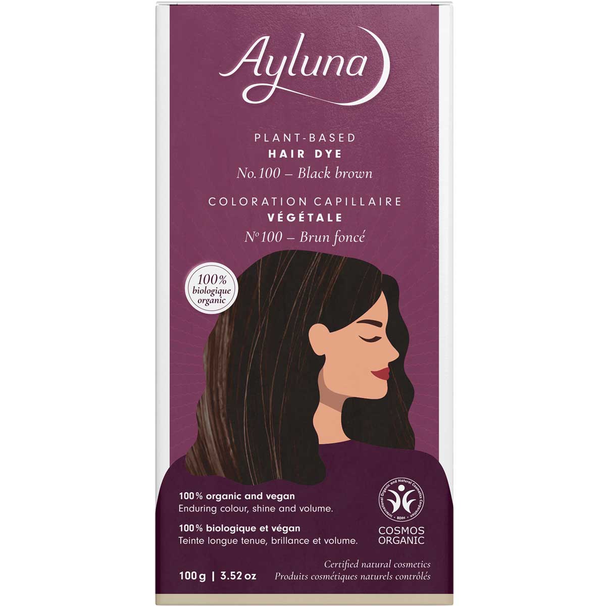 Ayluna Black Brown No.100 Plant-Based Hair Dye 100g