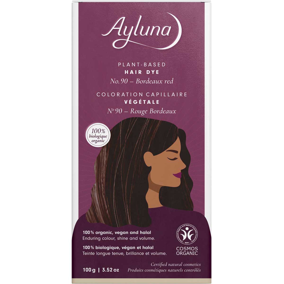 Ayluna Bordeaux Red No.90 Plant-Based Hair Dye 100g