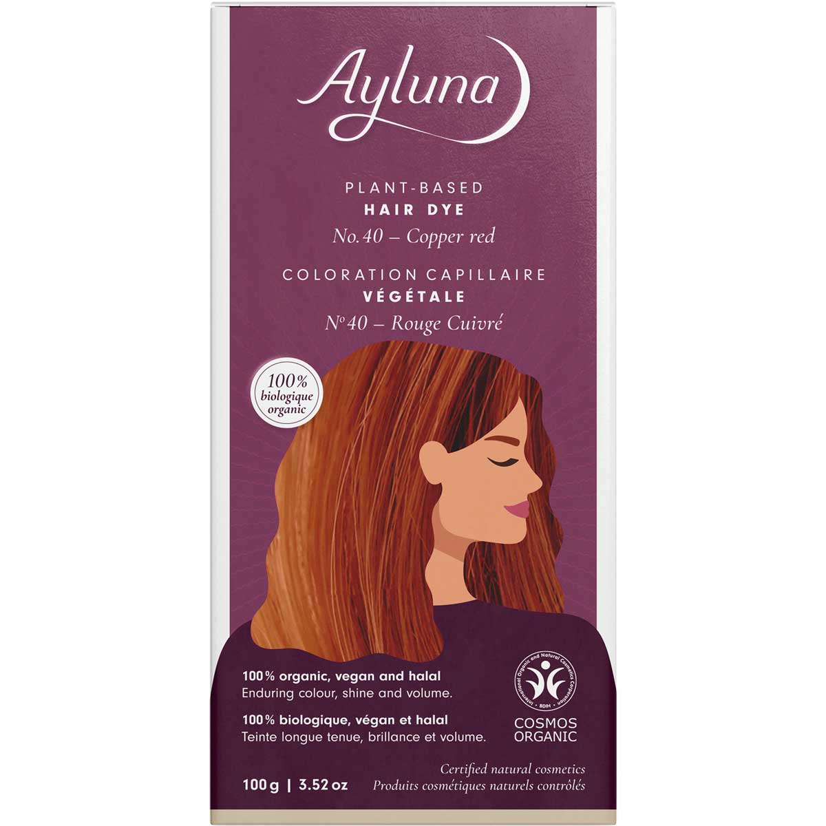 Ayluna Copper Red No.40 Plant-Based Hair Dye 100g