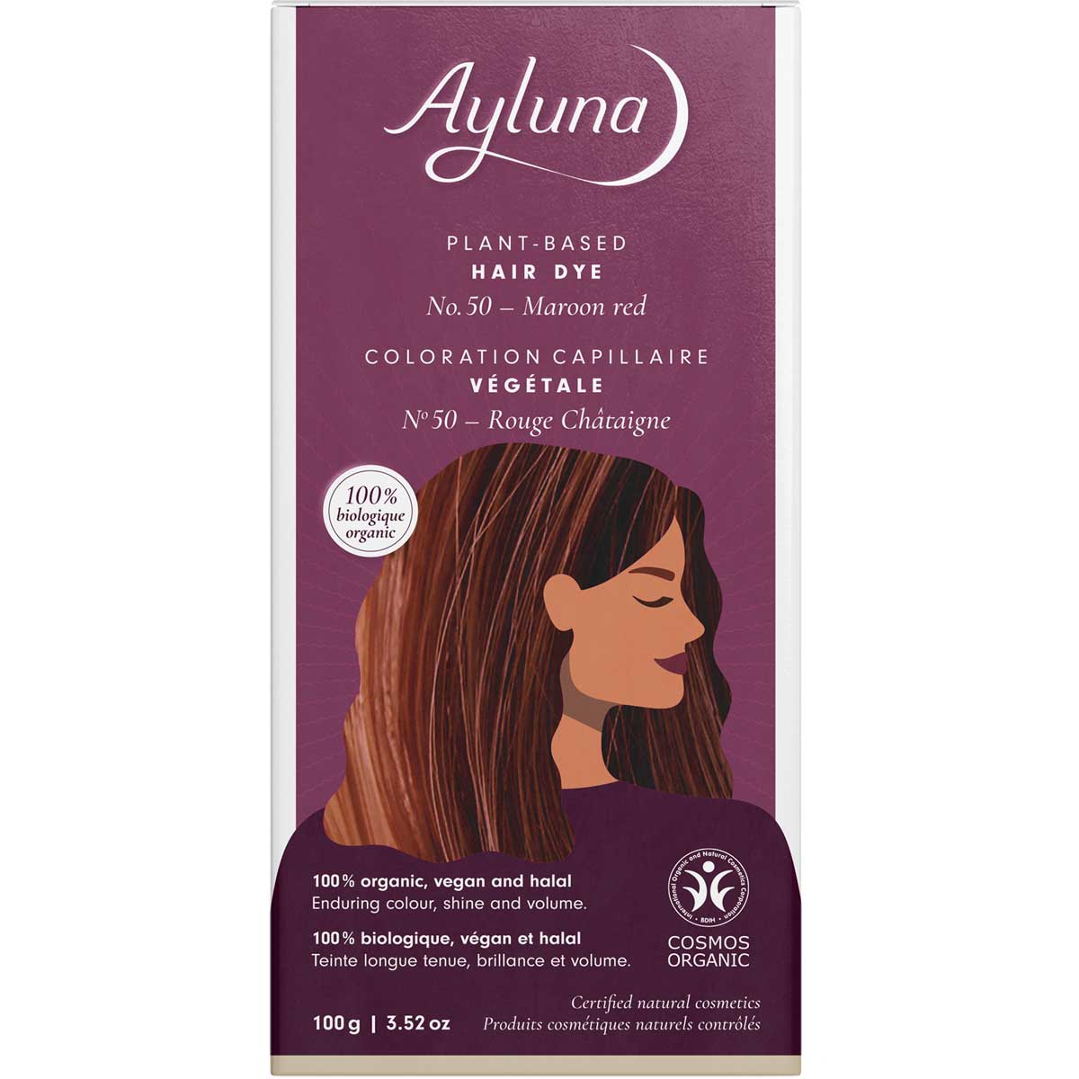 Ayluna Maroon Red No.50 Plant-Based Hair Dye 100g