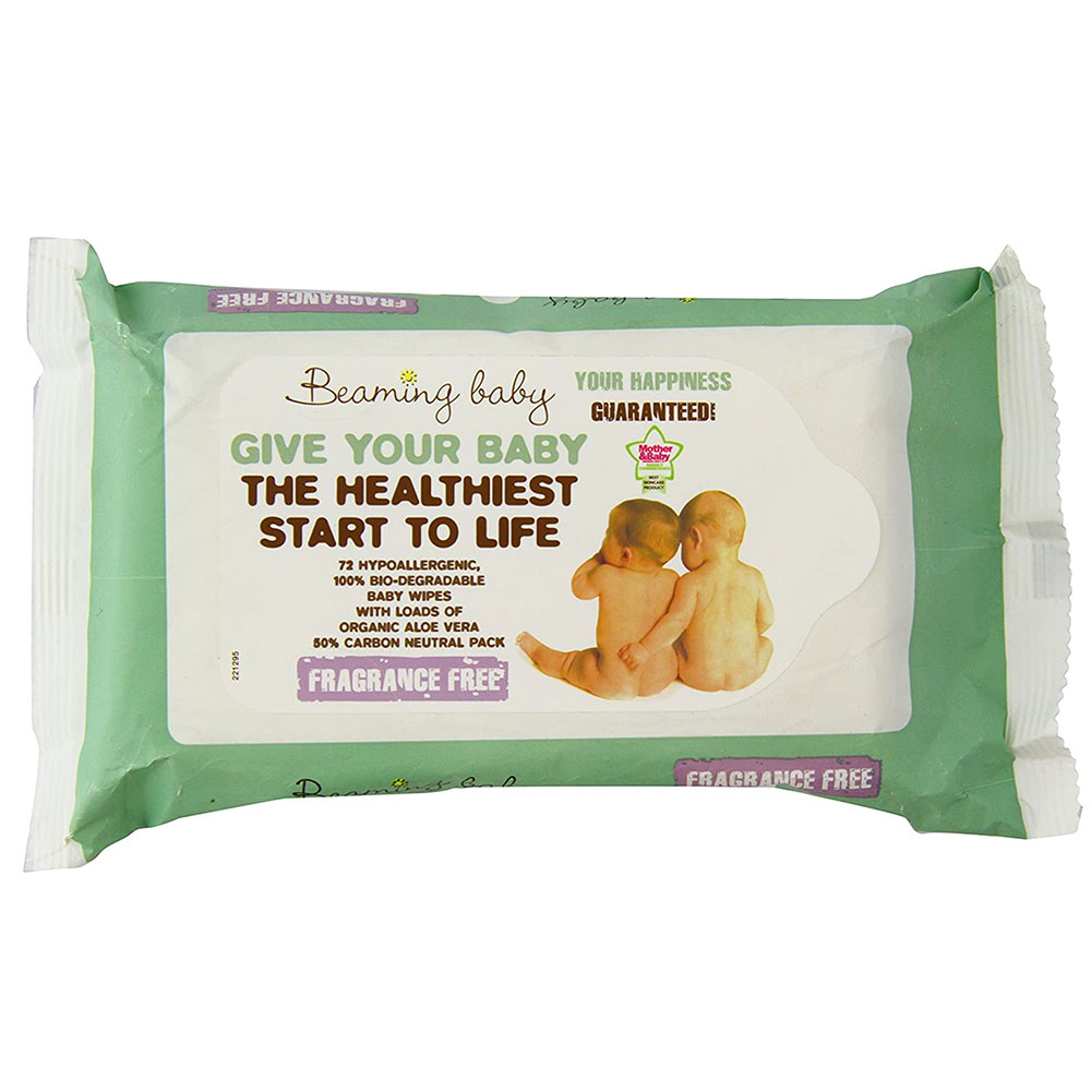 Beaming Baby Fragrance Free Organic Baby Wipes (72 wipes)