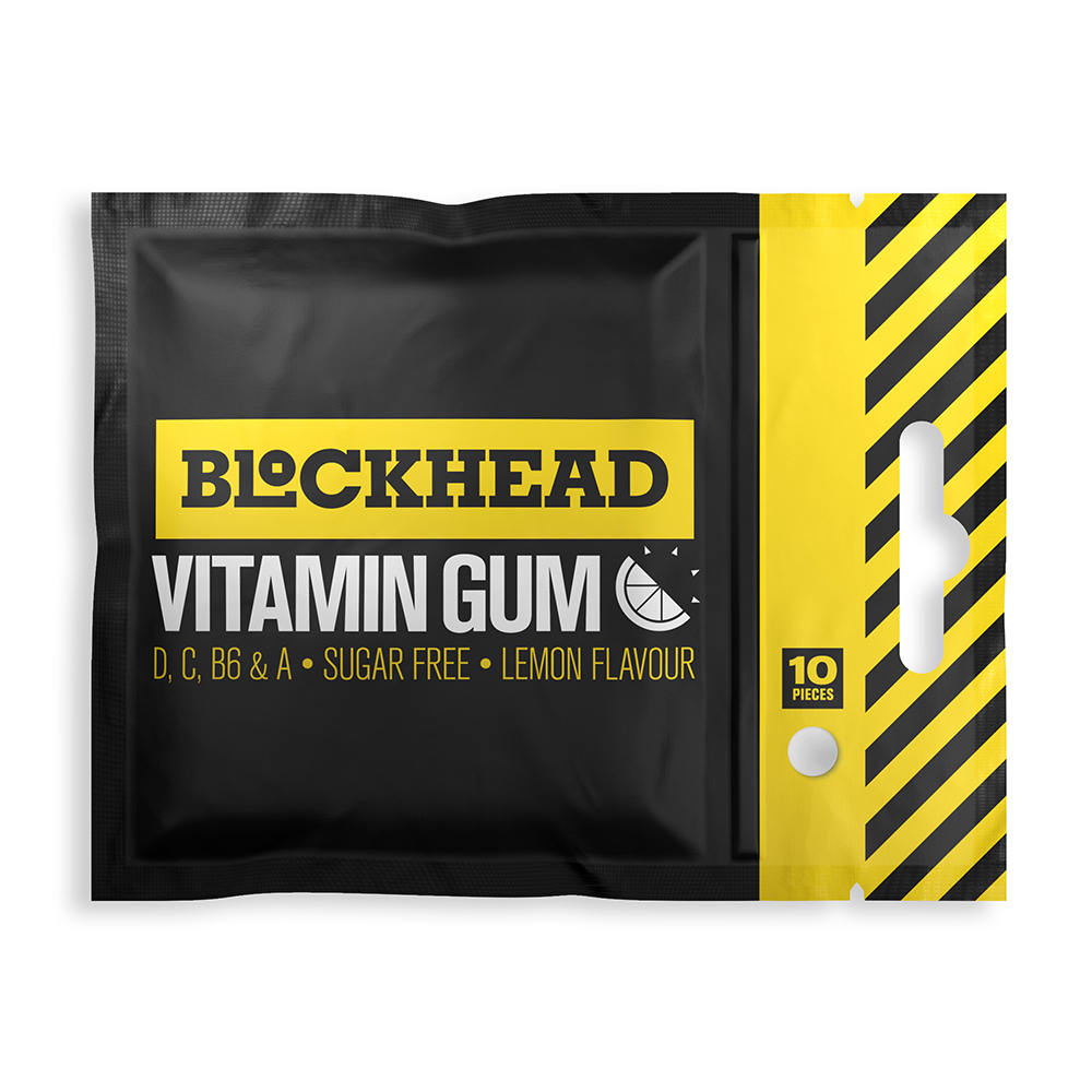 BlockHead Vitamin Gum 10 Pieces - Lemon Flavour - 17g