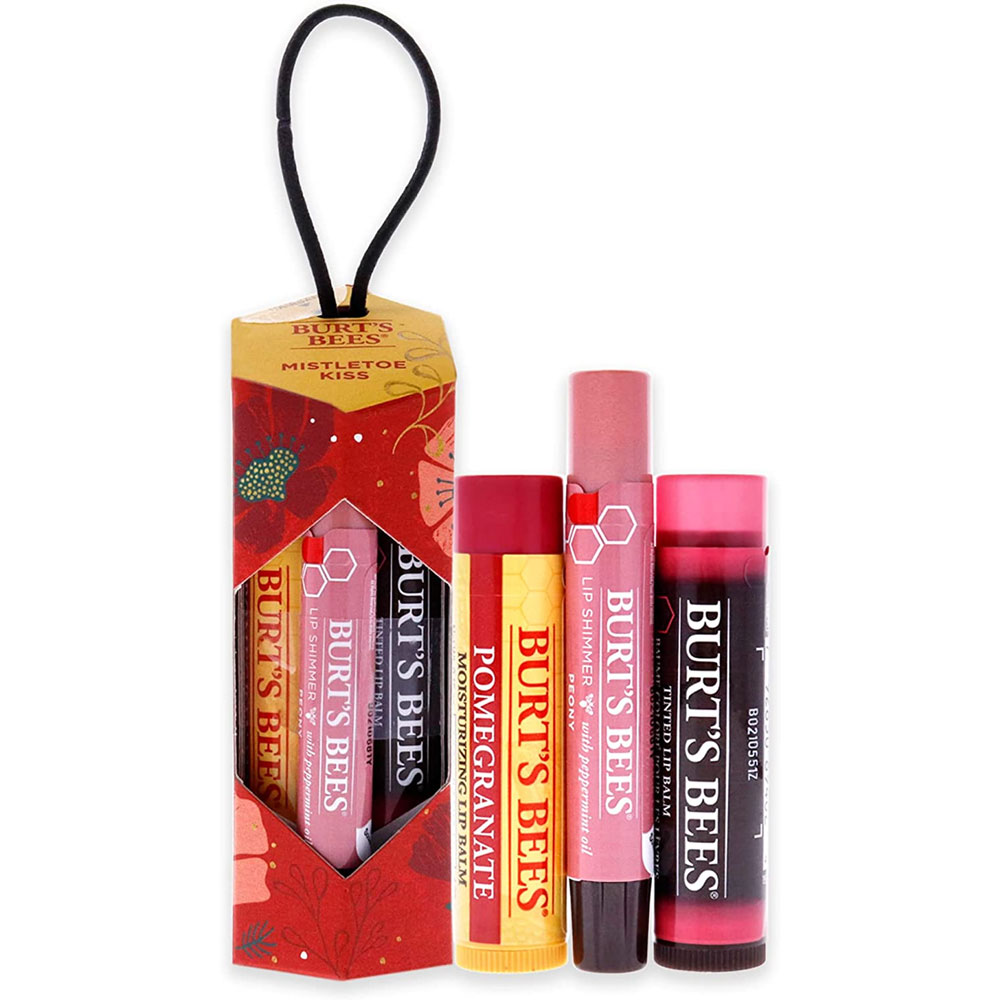 Burt's Bees Mistletoe Kiss Christmas Gift Set - Lip Balm, Lip Shimmer and Tinted Lip Balm