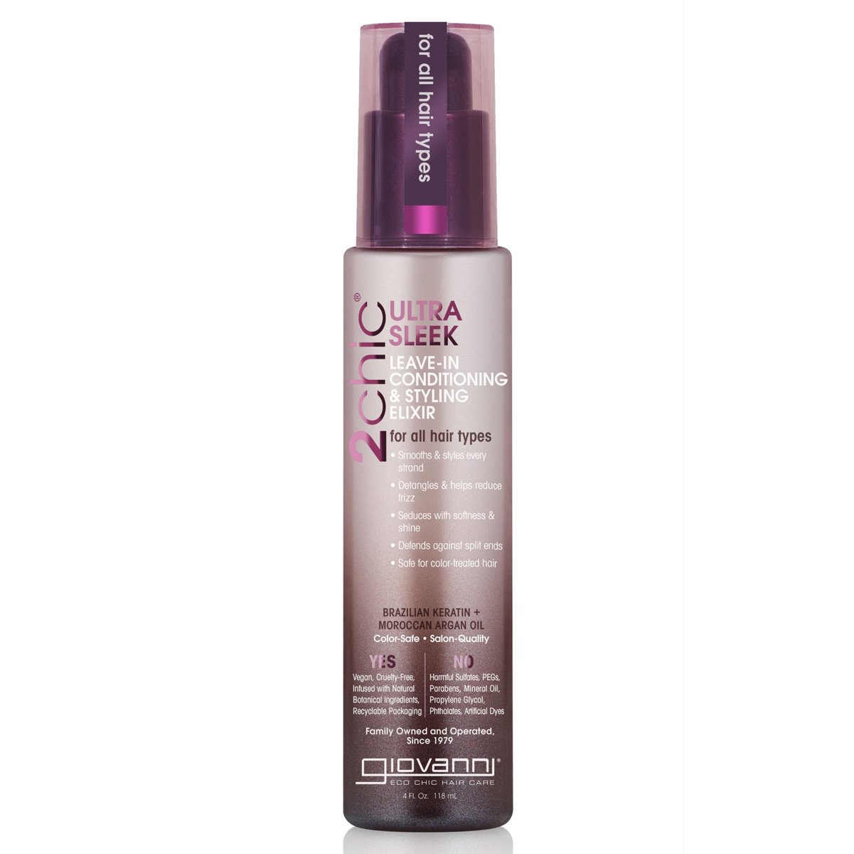 Giovanni 2chic Ultra-Sleek Brazilian Keratin & Argan Oil Leave-in Conditioning and Styling Elixir 118ml
