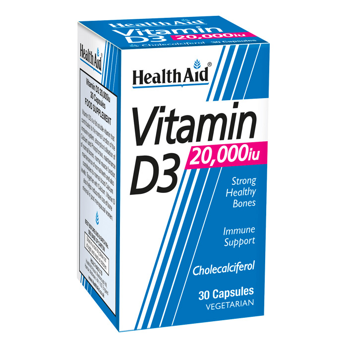 HealthAid Vitamin D3 20,000iu 30 Vegetarian Capsules