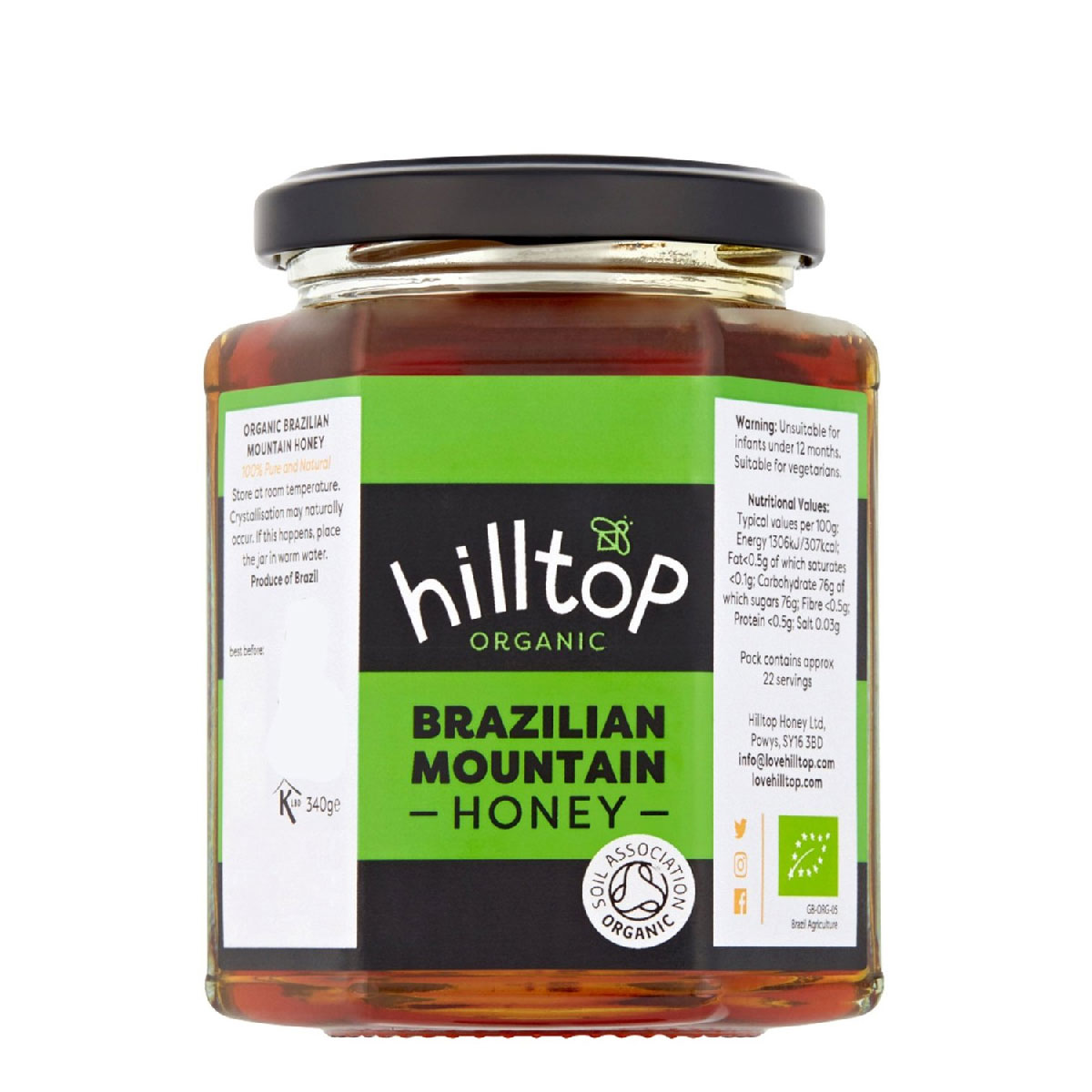 Hilltop Organic Brazilian Mountain Honey 340g
