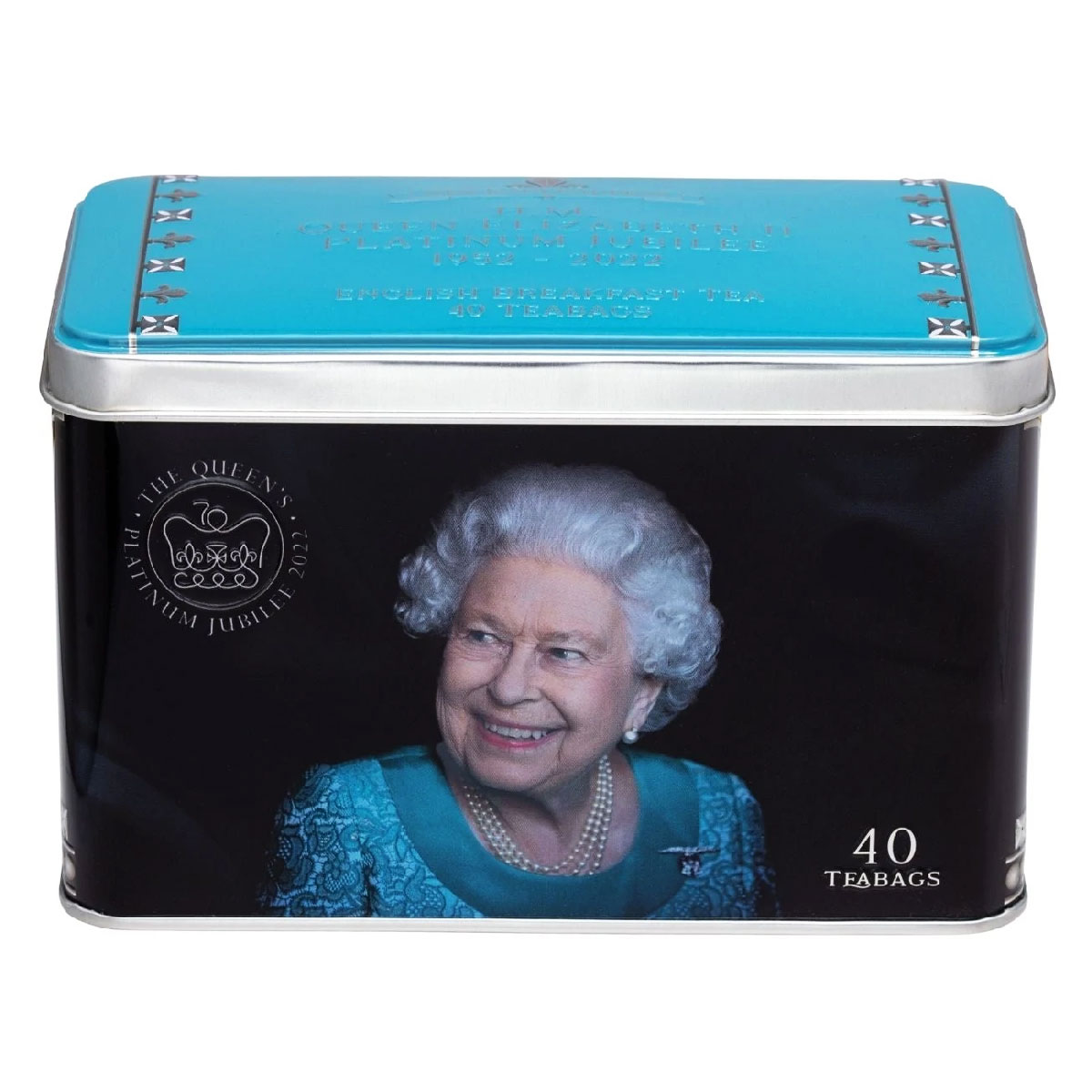 New English Teas Queen Elizabeth II Platinum Jubilee 2022 English Breakfast Tea Tin 40 Teabags