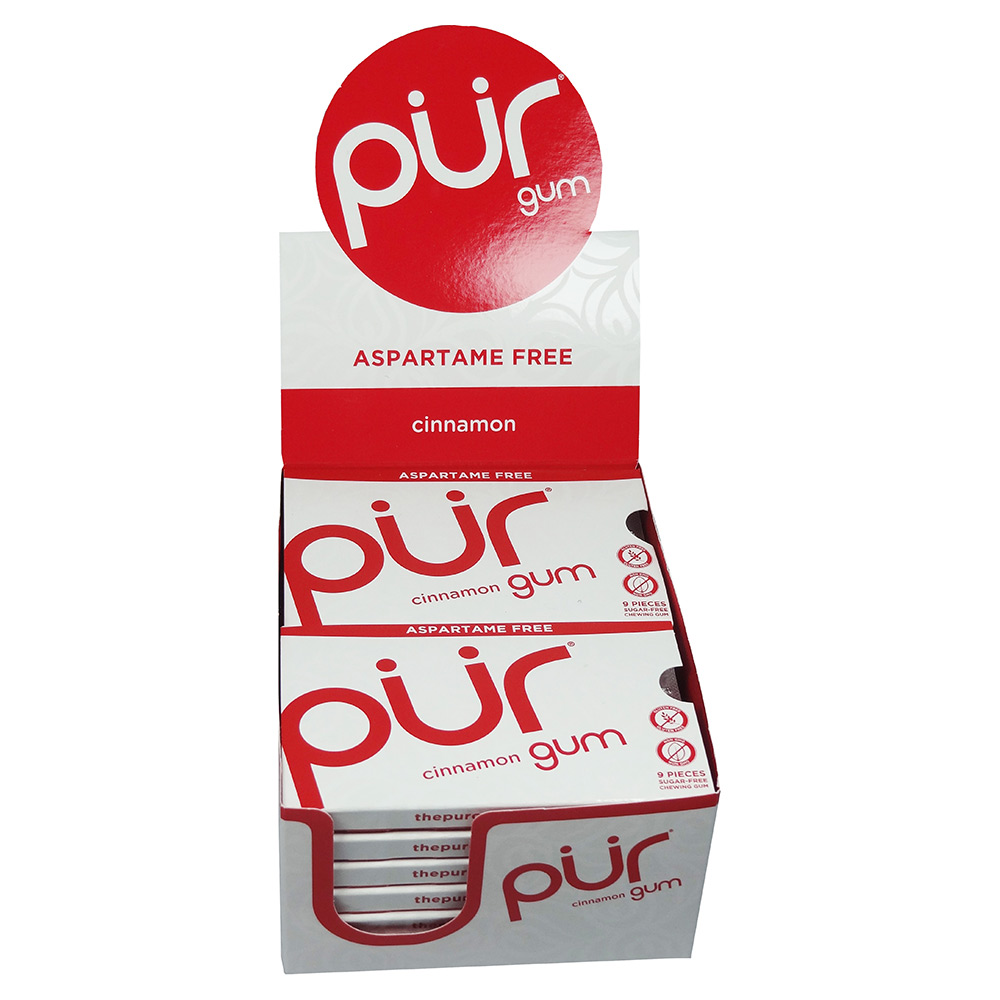 PUR Gum Cinnamon Chewing Gum 9 Piece Blister Pack (Pack of 12)