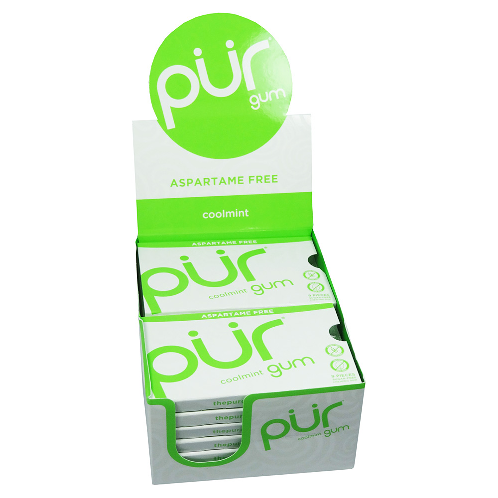 PUR Gum Coolmint Chewing Gum 9 Piece Blister Pack (Pack of 12)