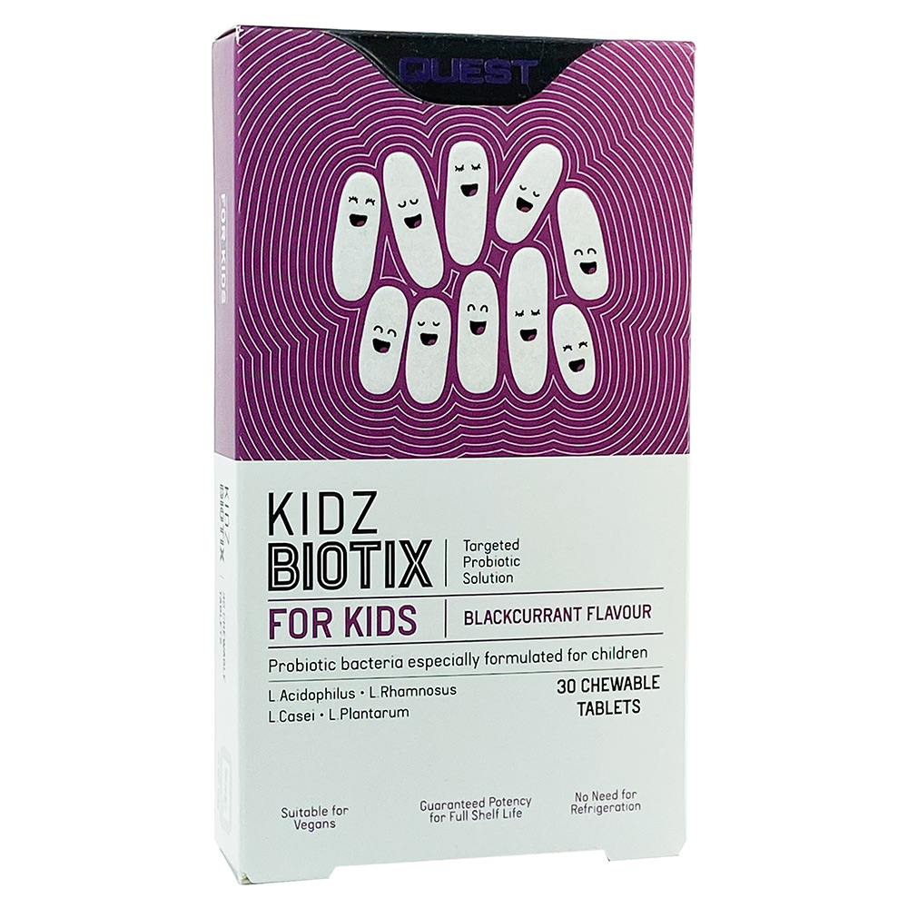 Quest Kidz Biotix For Kids 30 Chewable Tablets Blackcurrant Flavour