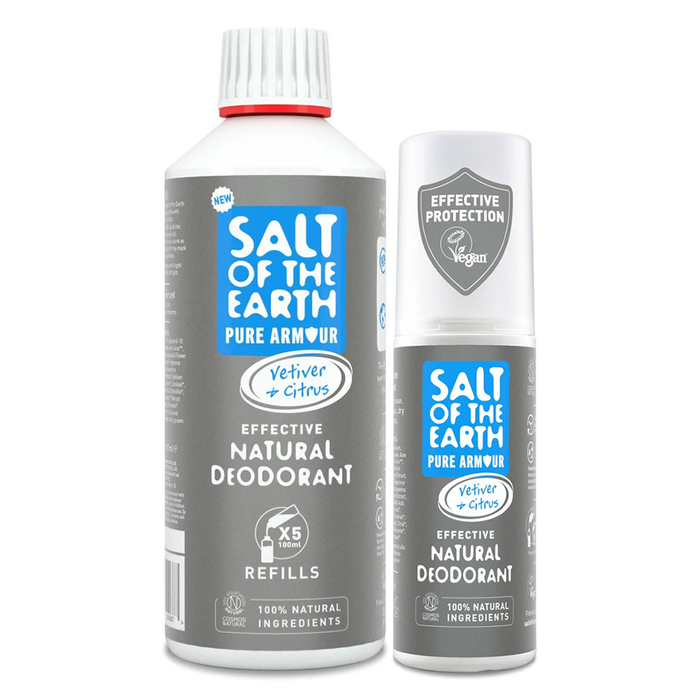 Salt of The Earth Pure Armour Men Deodorant Refill 500ml & Spray 100ml