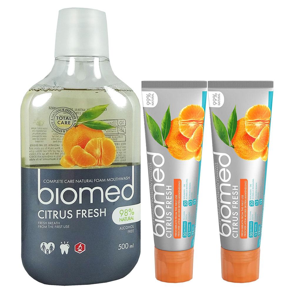 Splat Biomed Citrus Fresh Toothpaste 2x100g and Mouthwash 500ml Bundle