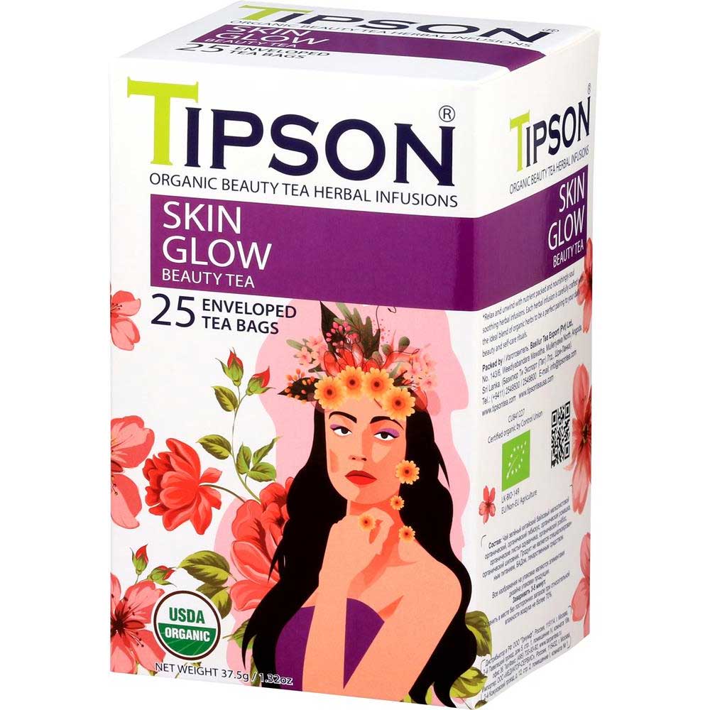 Tipson Tea Organic Beauty Tea Herbal Infusions Skin Glow 25 Tea Bags