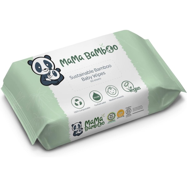 Mama Bamboo Sustainable Bamboo Baby Wipes 60 Sheets
