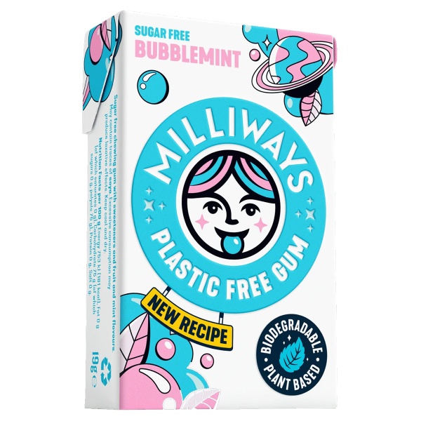 Milliways Bubble Mint Plastic Free Gum 19g (10 Pellets)