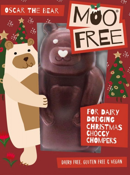 Moo Free Oscar The Bear Christmas Choccy Chomers 80g