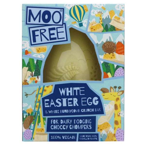 Moo Free Organic White Easter Egg & White Bunnycomb Crunch Bar 185g