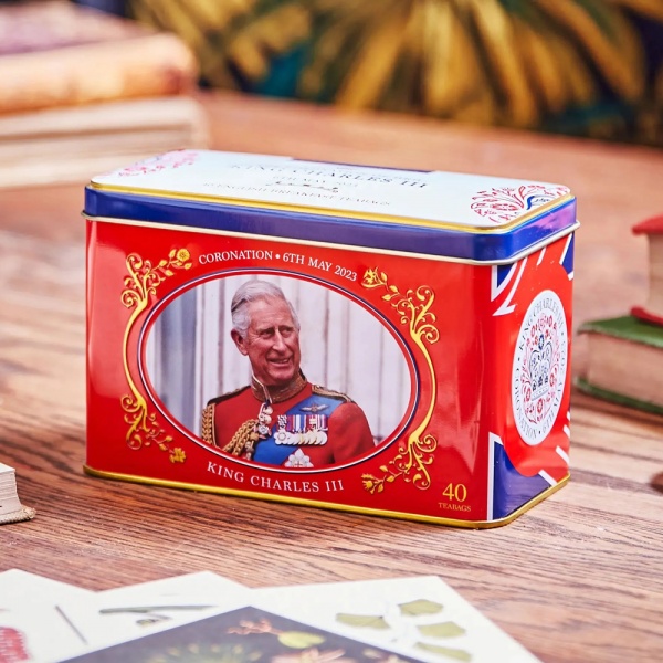 New English Teas The Coronation of King Charles III Tea Tin with 40 English Breakfast Teabags