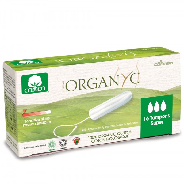 Organyc Organic Cotton Tampons - Super - 16 Per Pack