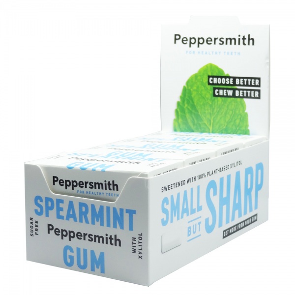 Peppersmith Fine English Spearmint Sugar Free Chewing Gum 12x15g
