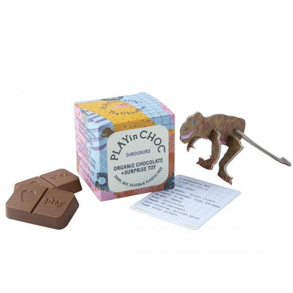 Playin Choc ToyChocBox Org. Chocolate + Surprise Toy - Dinosaurs 20g