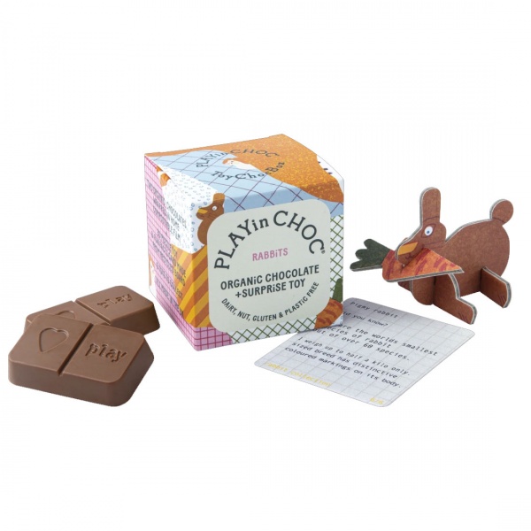 Playin Choc ToyChocBox Org. Chocolate + Surprise Toy - Rabbits 20g